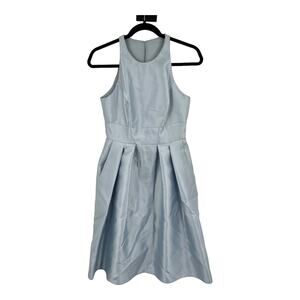 Alfred Sung dress mist D769 pleated satin a-line blue size 2